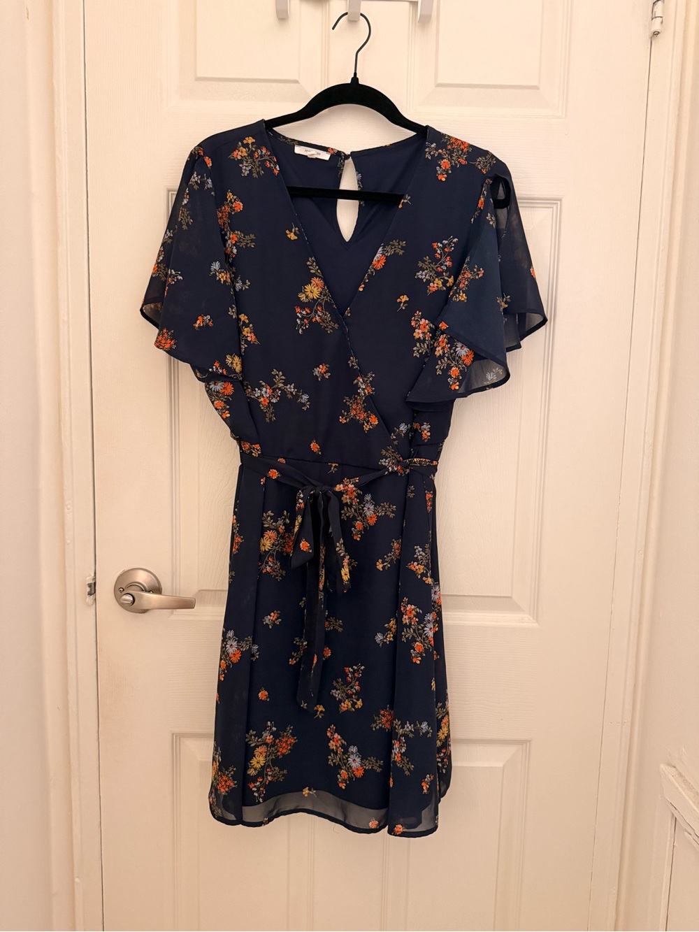 Maurices Navy Floral Wrap Dress